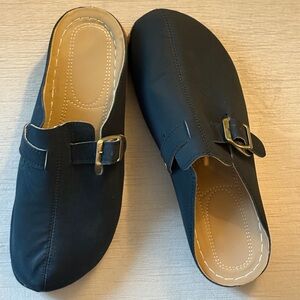 Black Fabric Mules